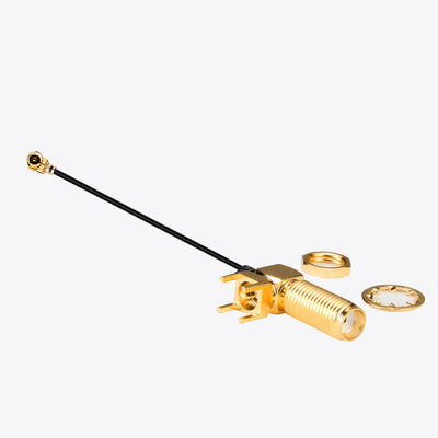 Right Angle PCB Connector Inner Bore To IPEX Coaxial Cable Assembly RF1.13 RF1.37 RG178