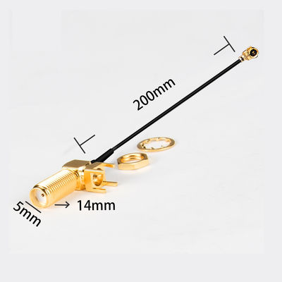 RF Right Angle PCB Mount Inner Bore To IPEX Coaxial Cable Assembly with 200MM Wire Length